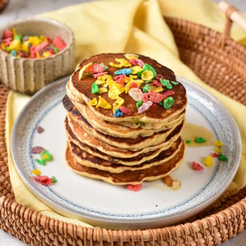 Fruity pebbles pancakes