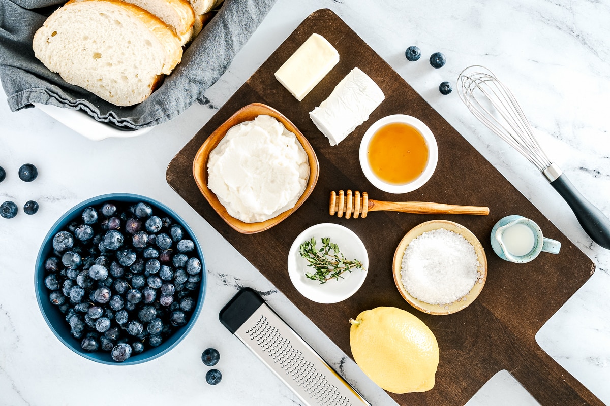 ingredients for blueberry toast