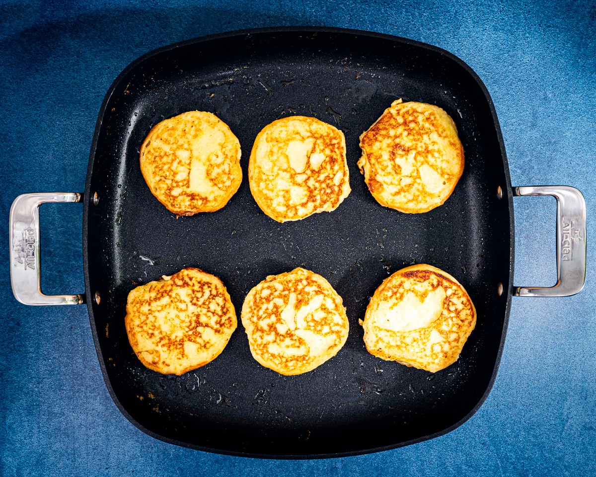 Frying Hawaiian rolls french toast