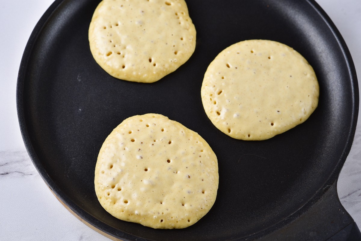 Frying pancake in a pan