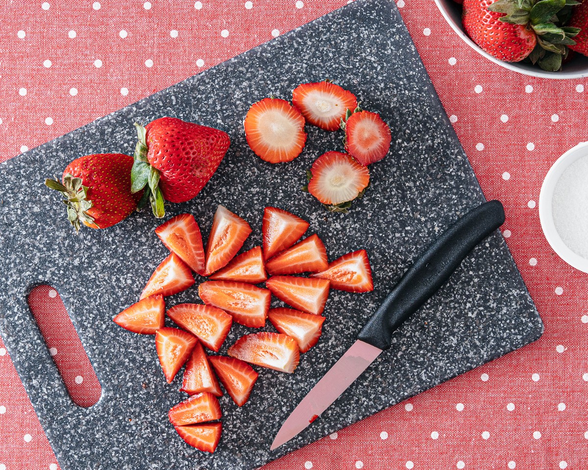 Chopped strawberries