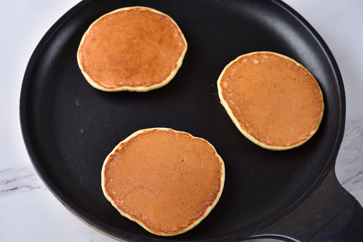 Frying pancake in a pan