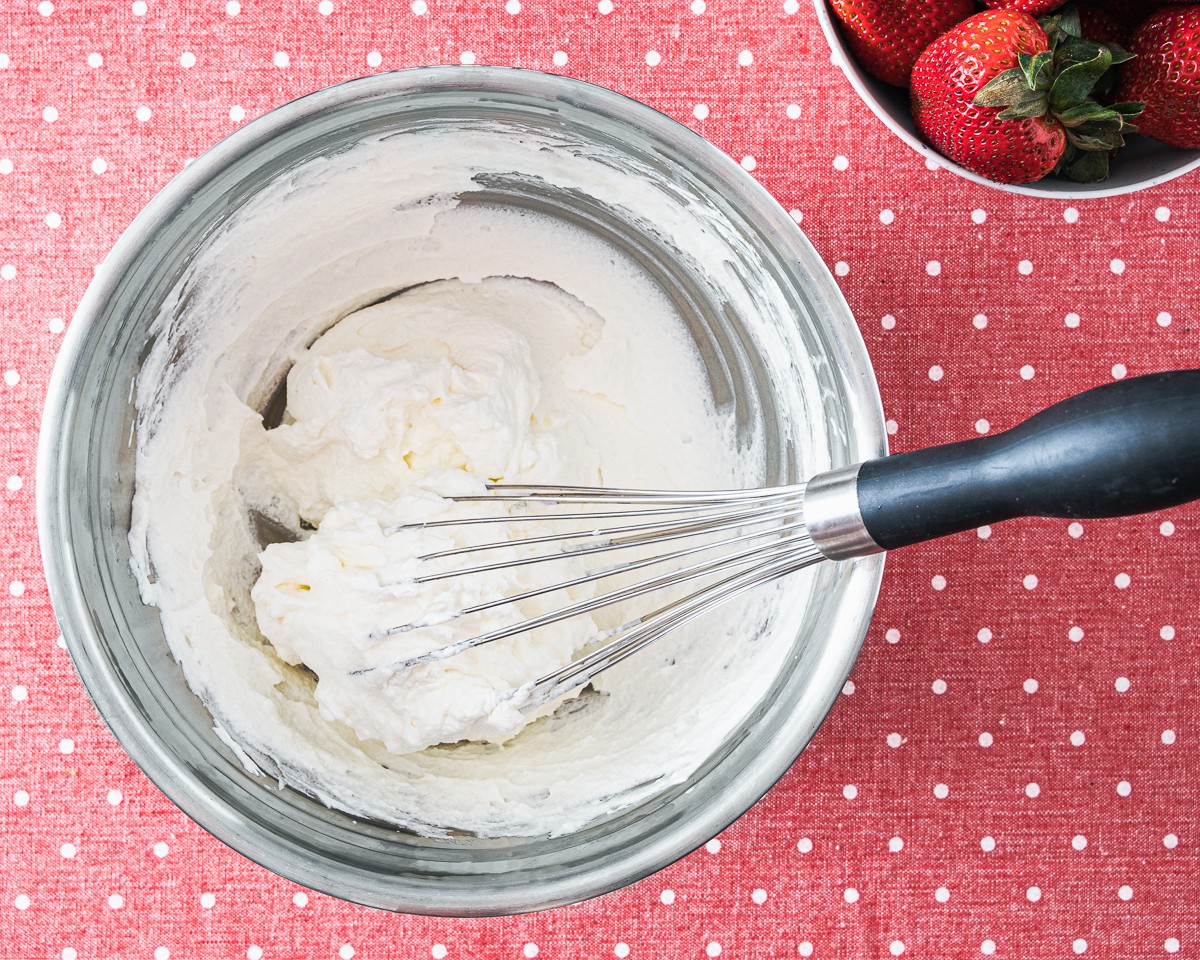 Whipped cream in a bowl