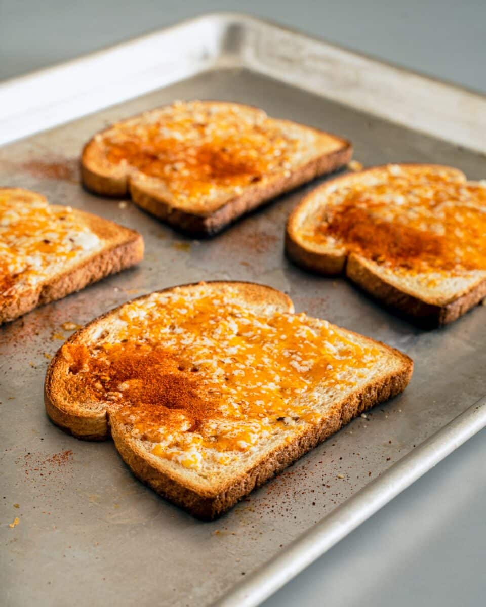 Melting cheese on toast