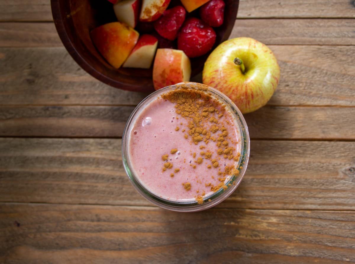 Smoothie with fruits on a table