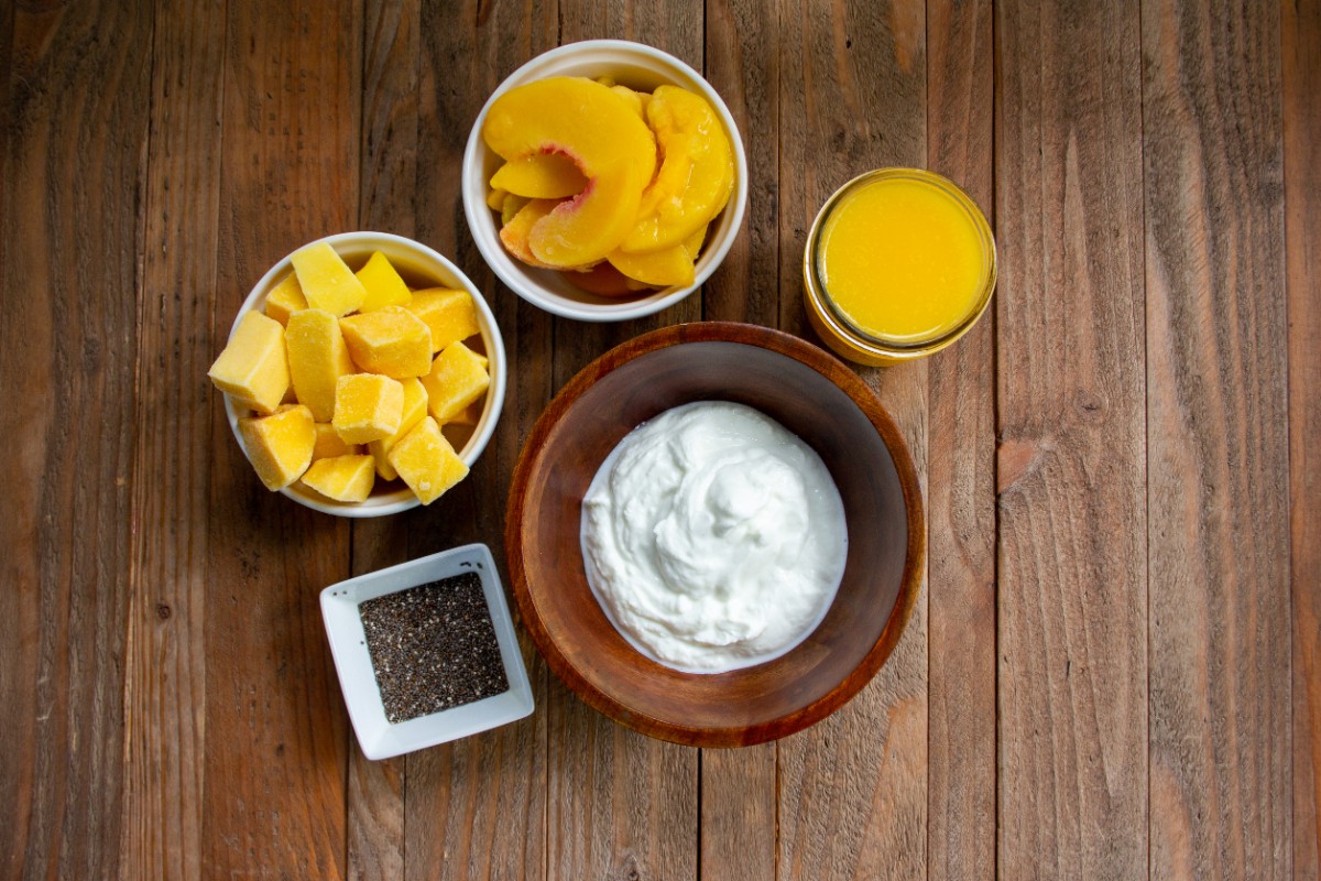 Smoothie ingredients on a table