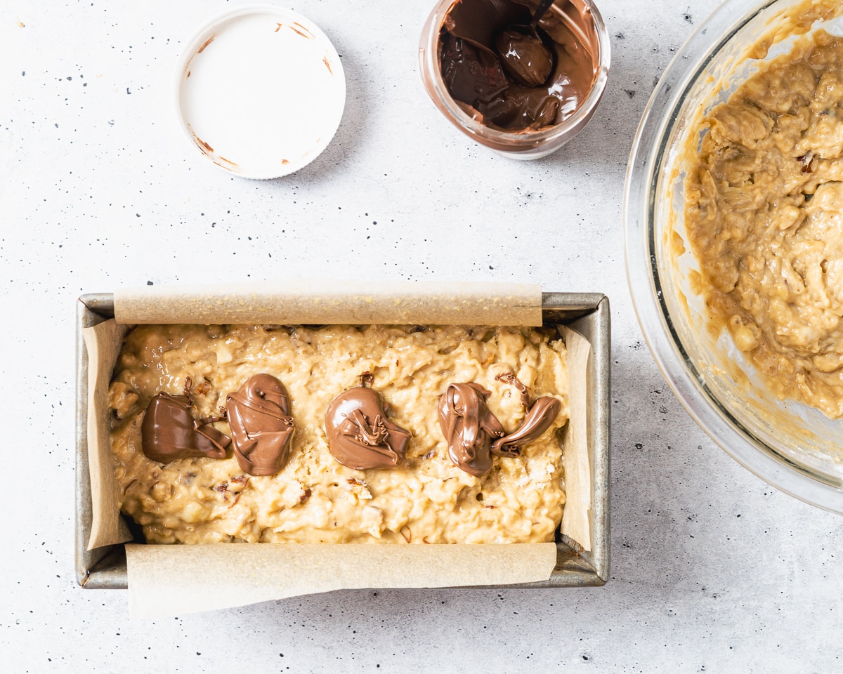 Adding Nutella to the batter