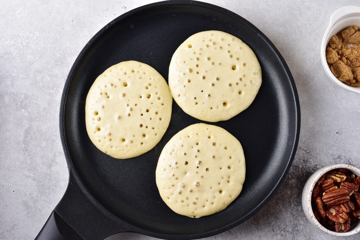 Frying banana pancakes