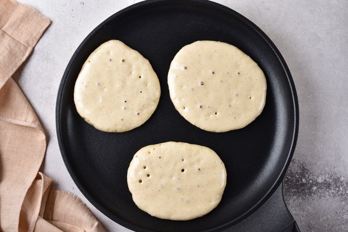 Frying pancake in a pan