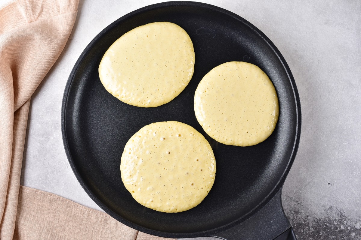 Frying pancake in a pan