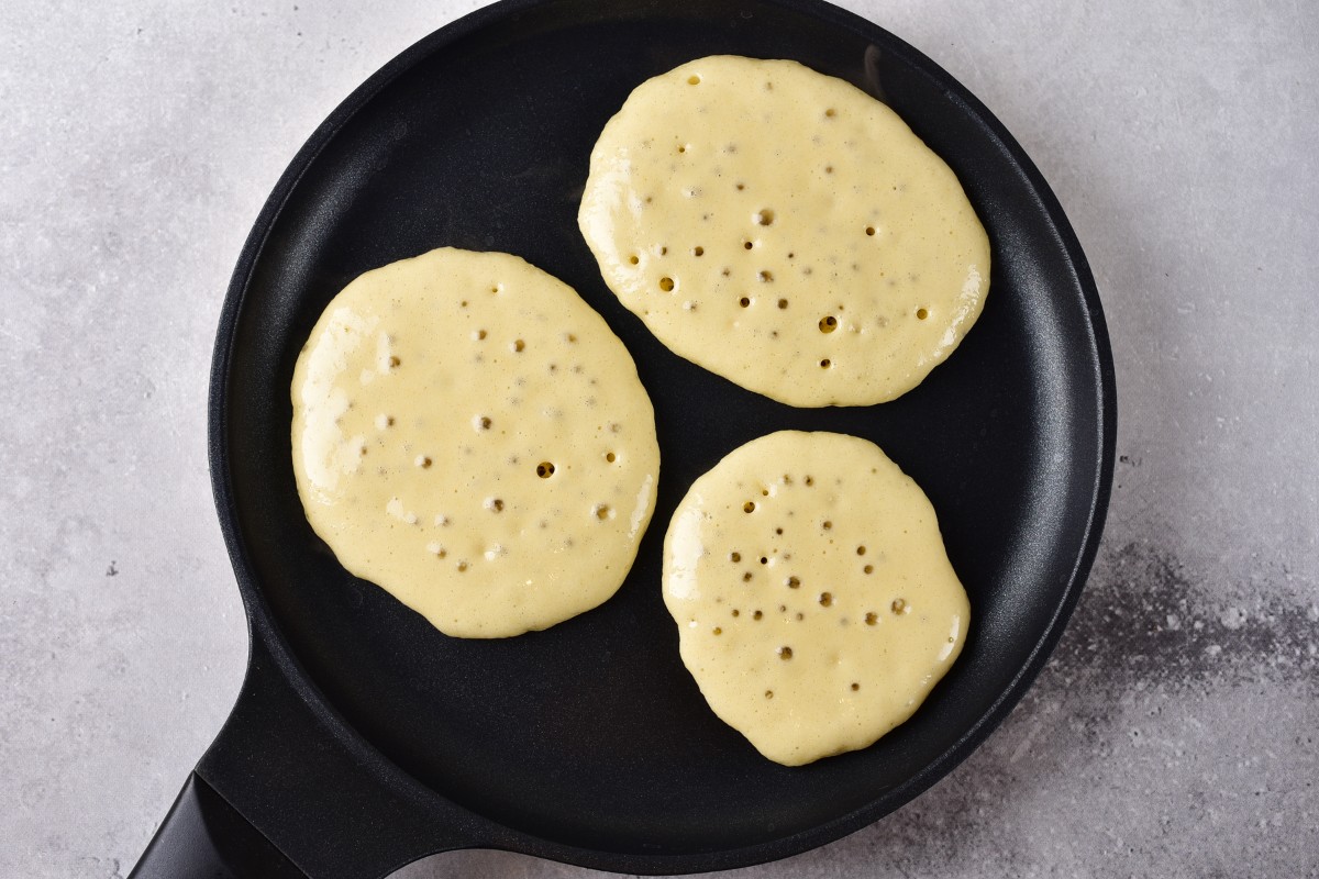 Frying pancake in a pan