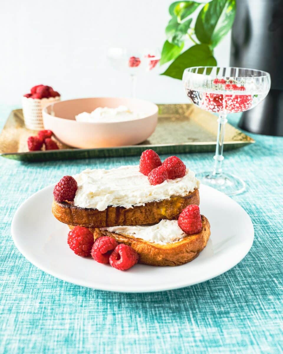 Assembling mascarpone French toast