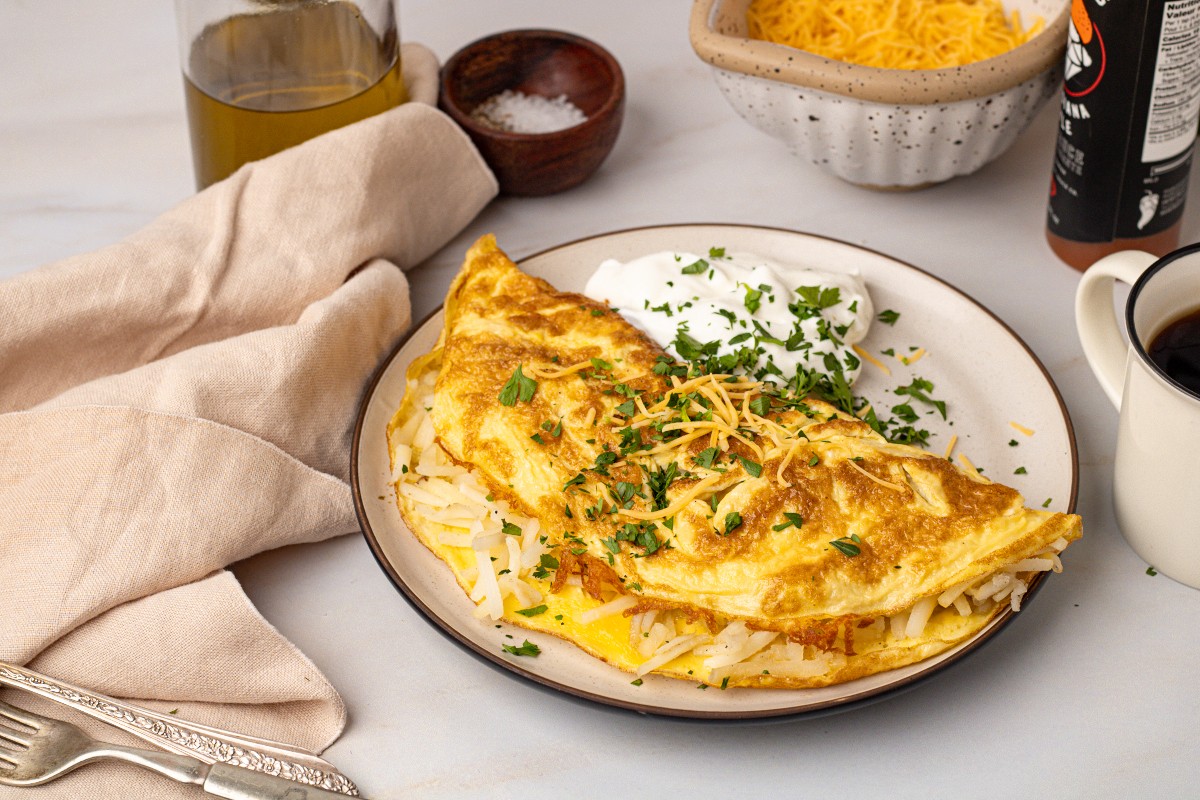 Scrambled eggs with fresh parsley