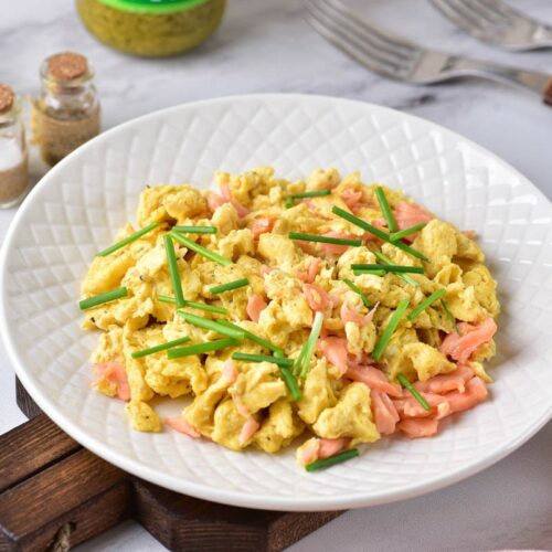 Smoked salmon scrambled eggs