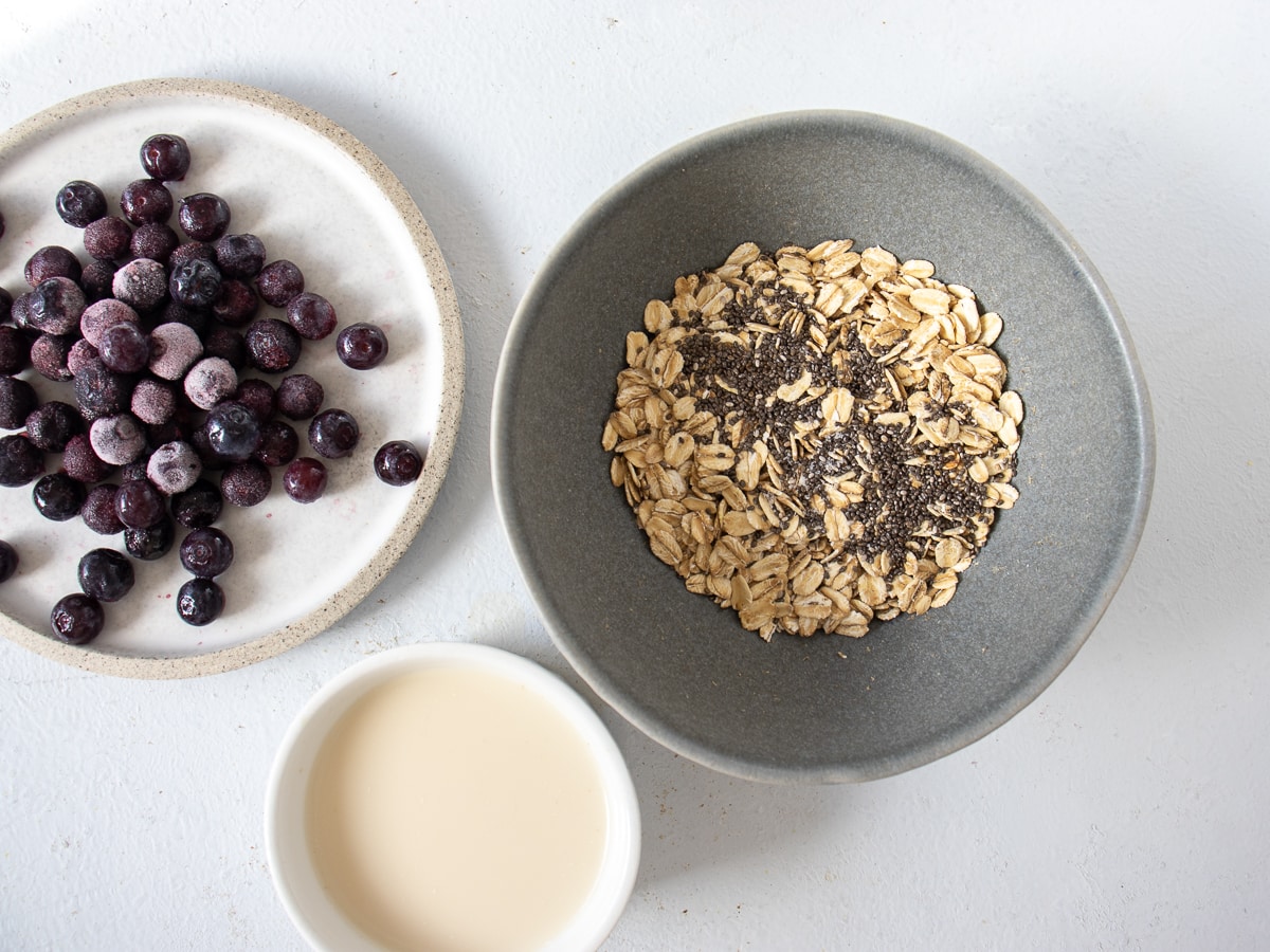 The best way to make overnight oats is with frozen berries.