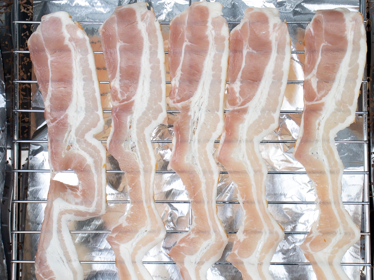 Bacon on smoking rack