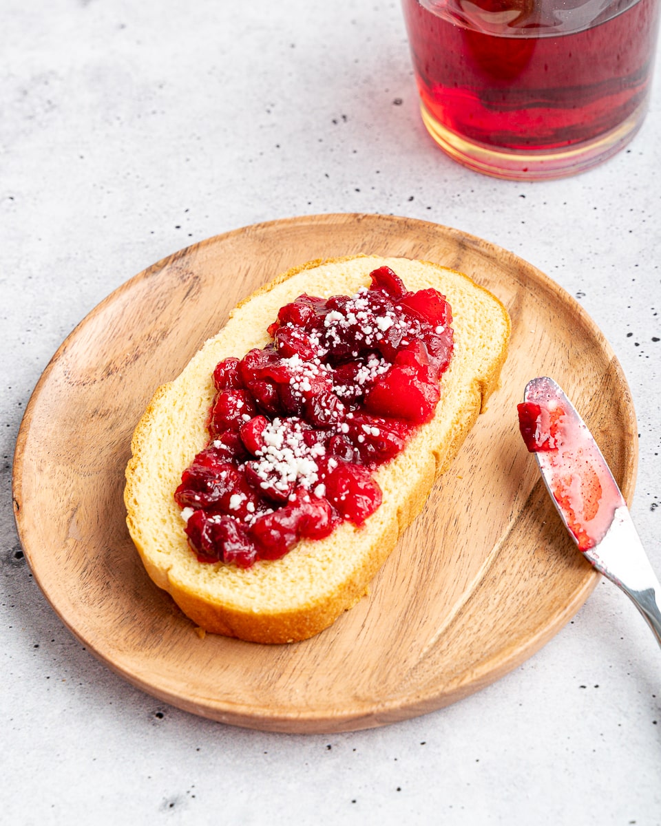 Cranberry apple compote on toast