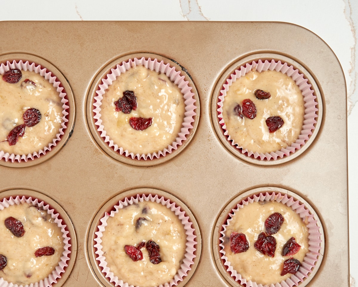 Filling the muffin tins