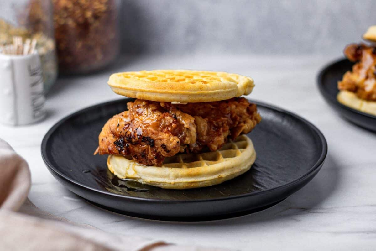 Chicken and waffle sandwich