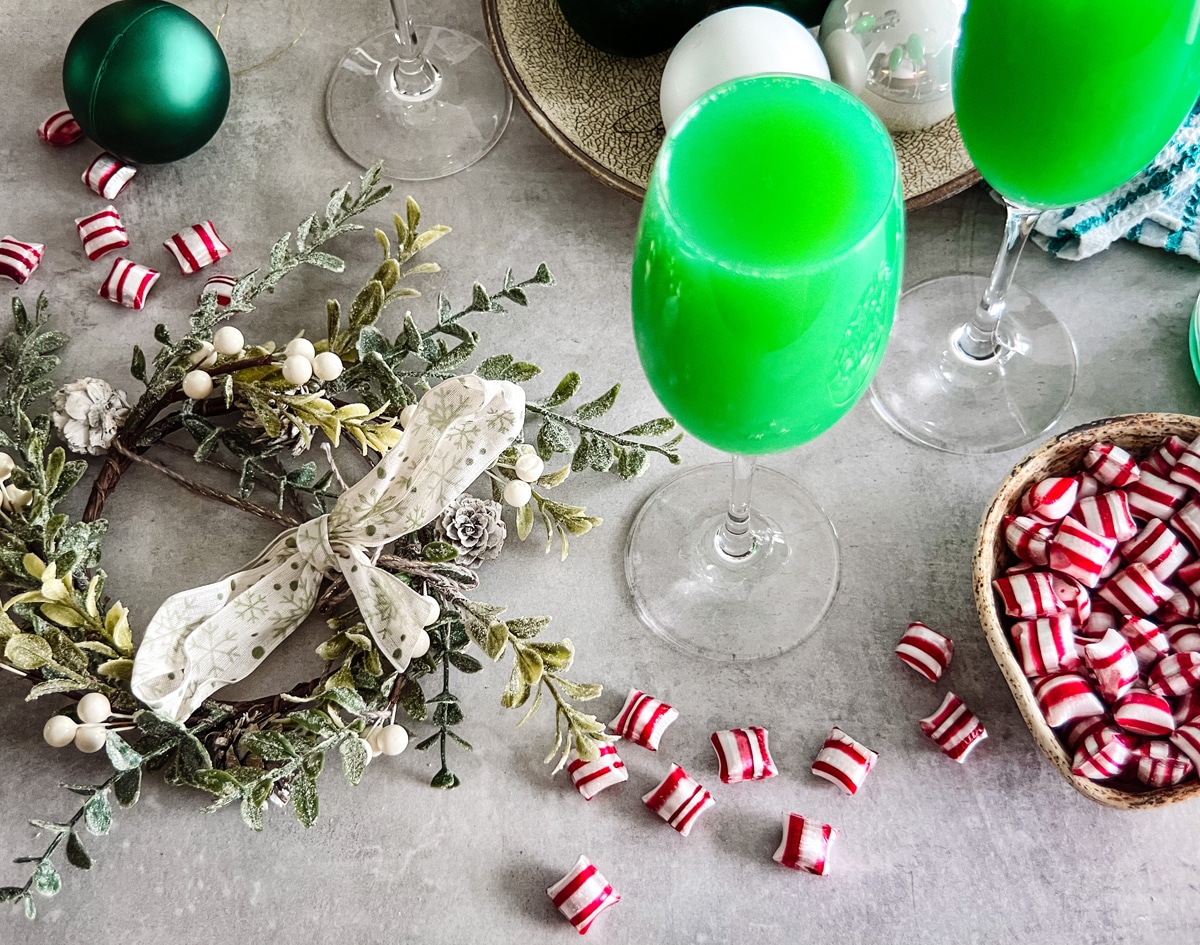 Grinch Mimosa: A Festive Holiday Cocktail - Honeybunch Hunts