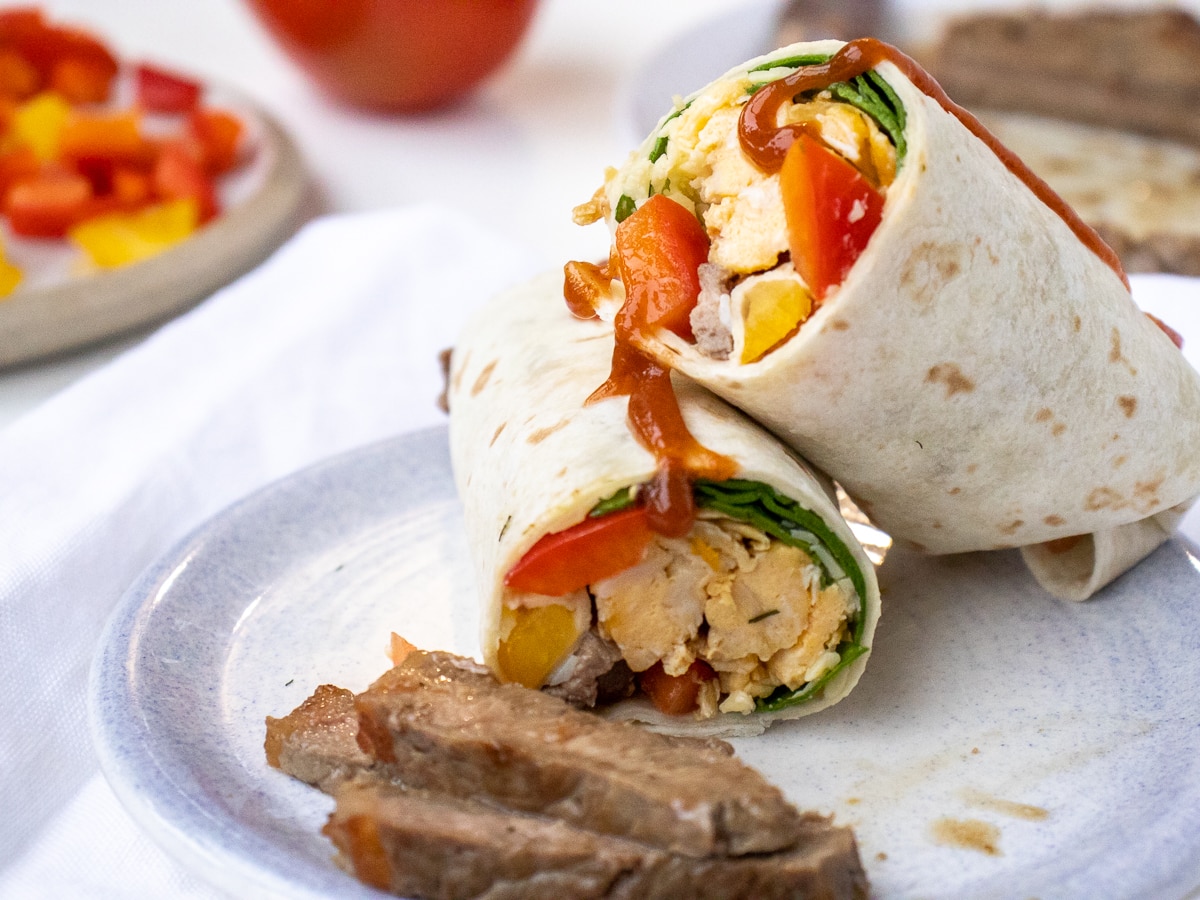 Steak breakfast burrito