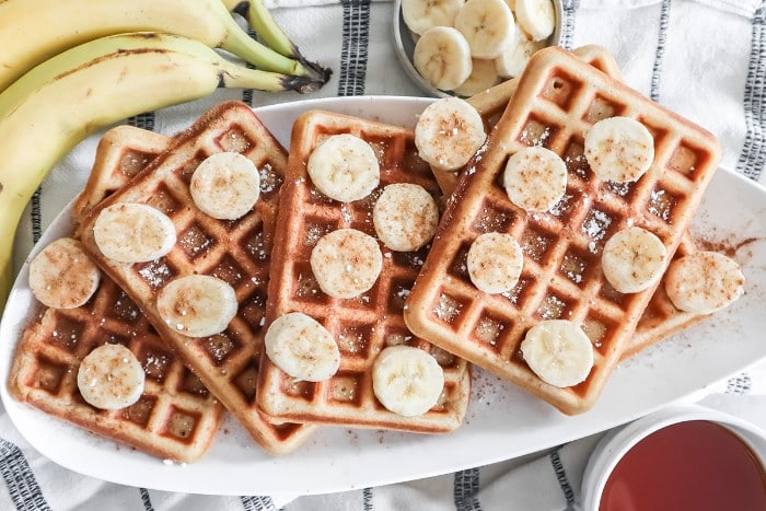 Banana waffles on a plate