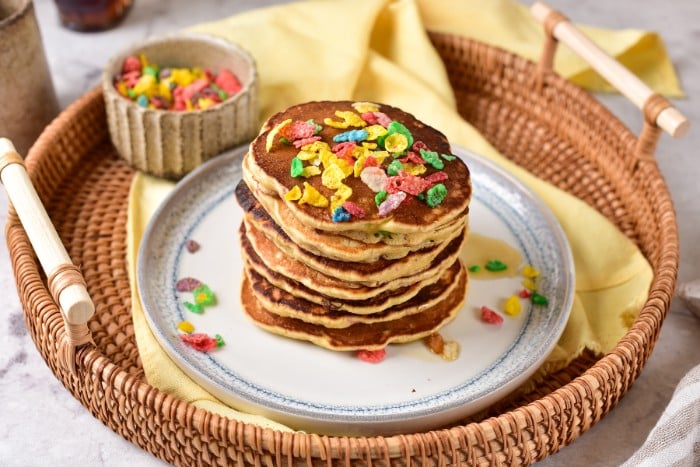 Fruity Pebbles pancakes