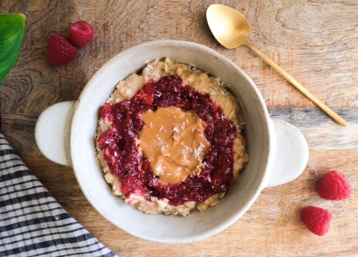 Peanut butter and jelly oatmeal