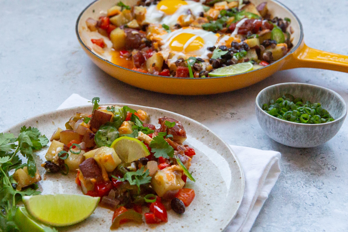 Mexican breakfast hash served on a plate