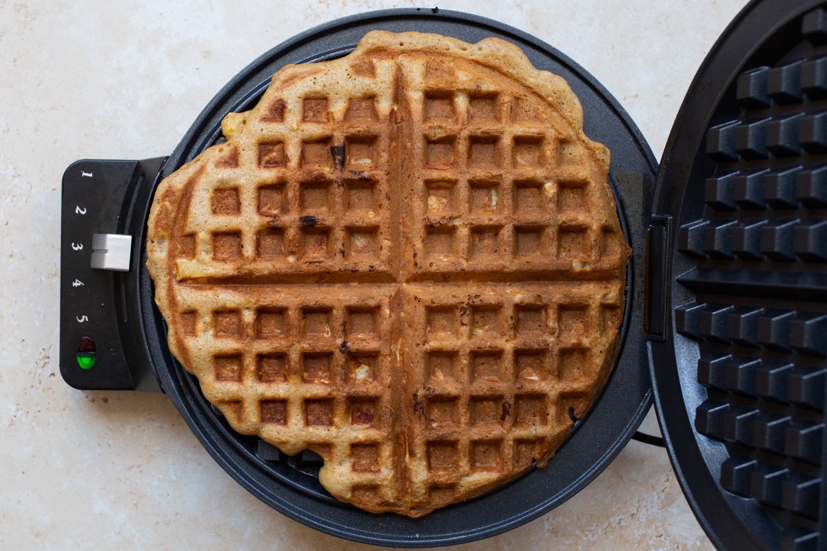 cooked apple cinnamon muffin mix waffles