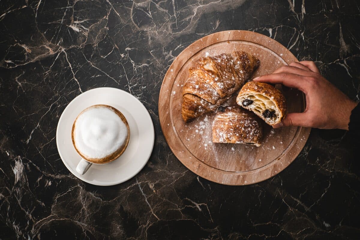 croissant paired with coffee