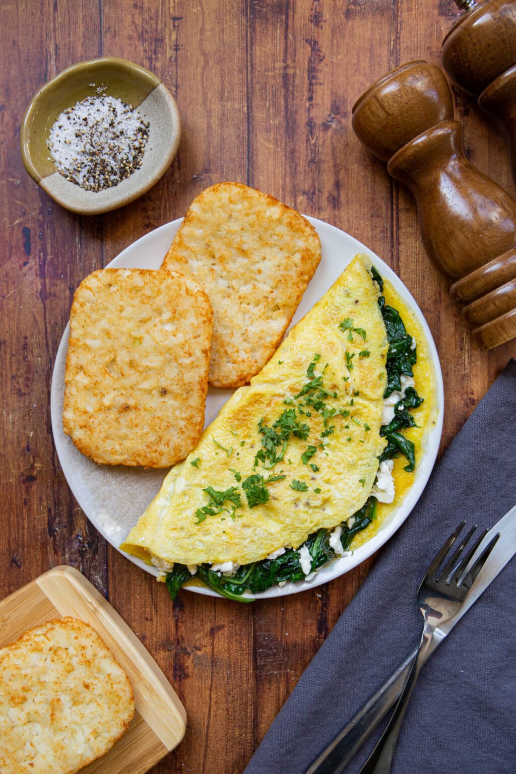 Spinach & Feta Cheese Omelette Golden Truffle