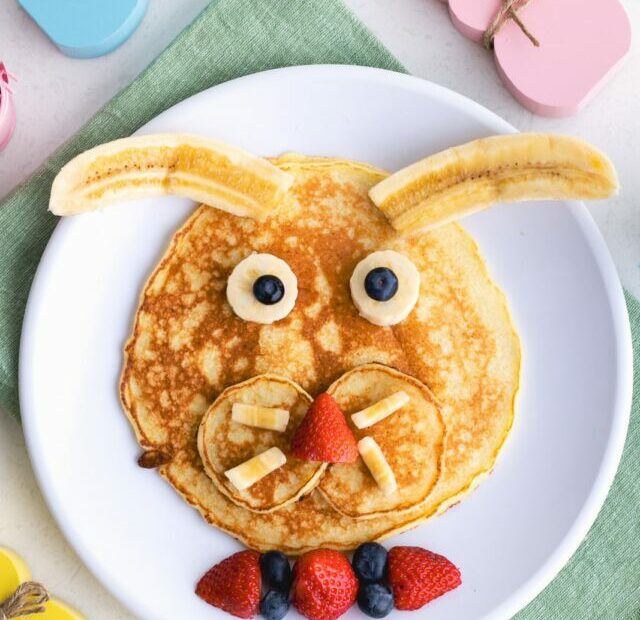 decorated easter bunny pancakes