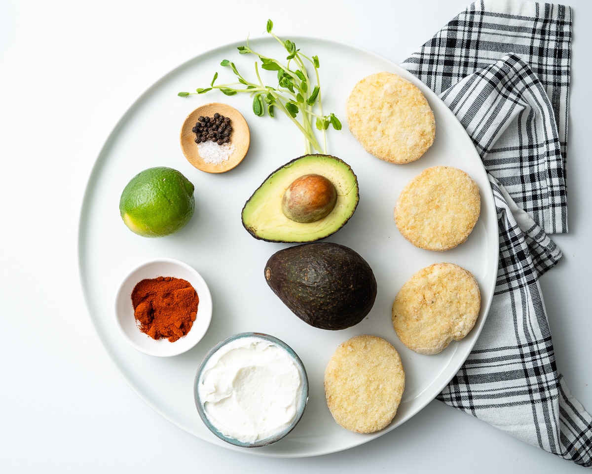 ingredients to make hashbrown avocado toast