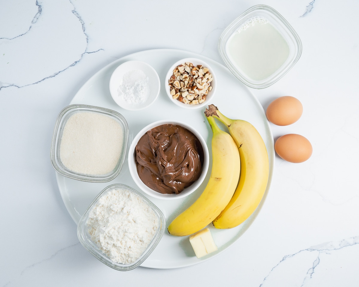 ingredients to make banana nutella pancakes