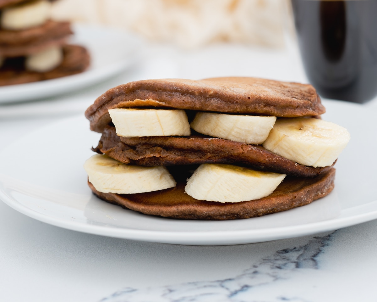 assembled banana Nutella pancakes